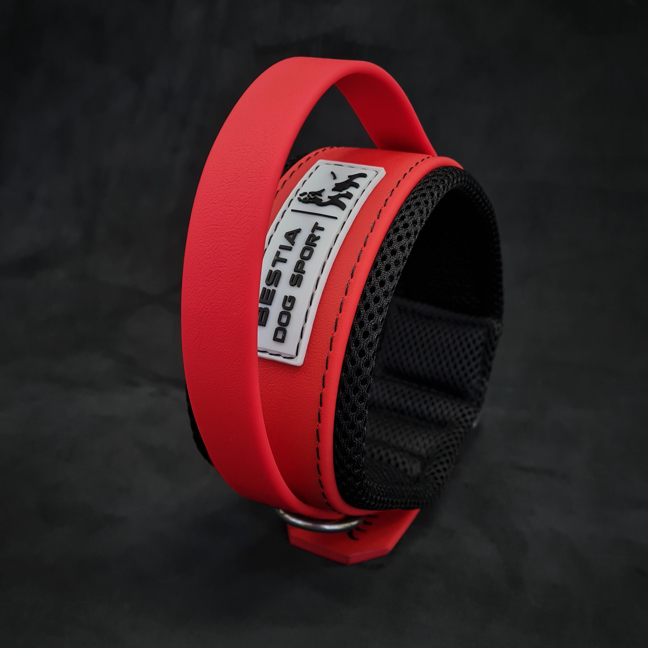 Bestia Dog Gear Stainless Steel Dog Collar - Red 