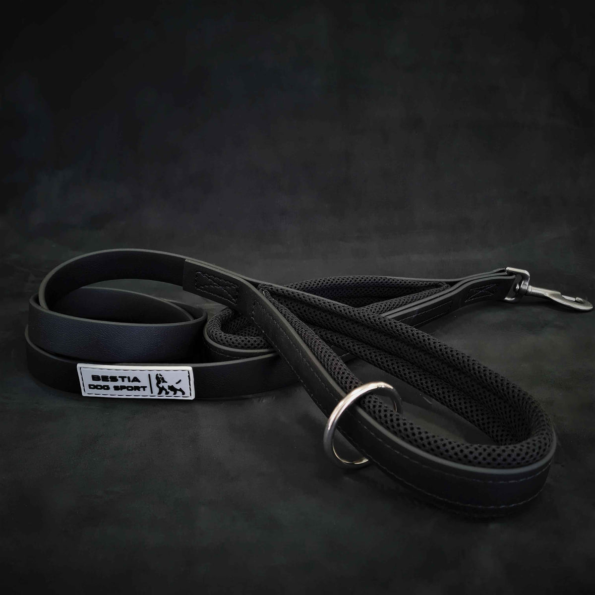 Bestia Dog Sport Dual Handle Black Dog Leash