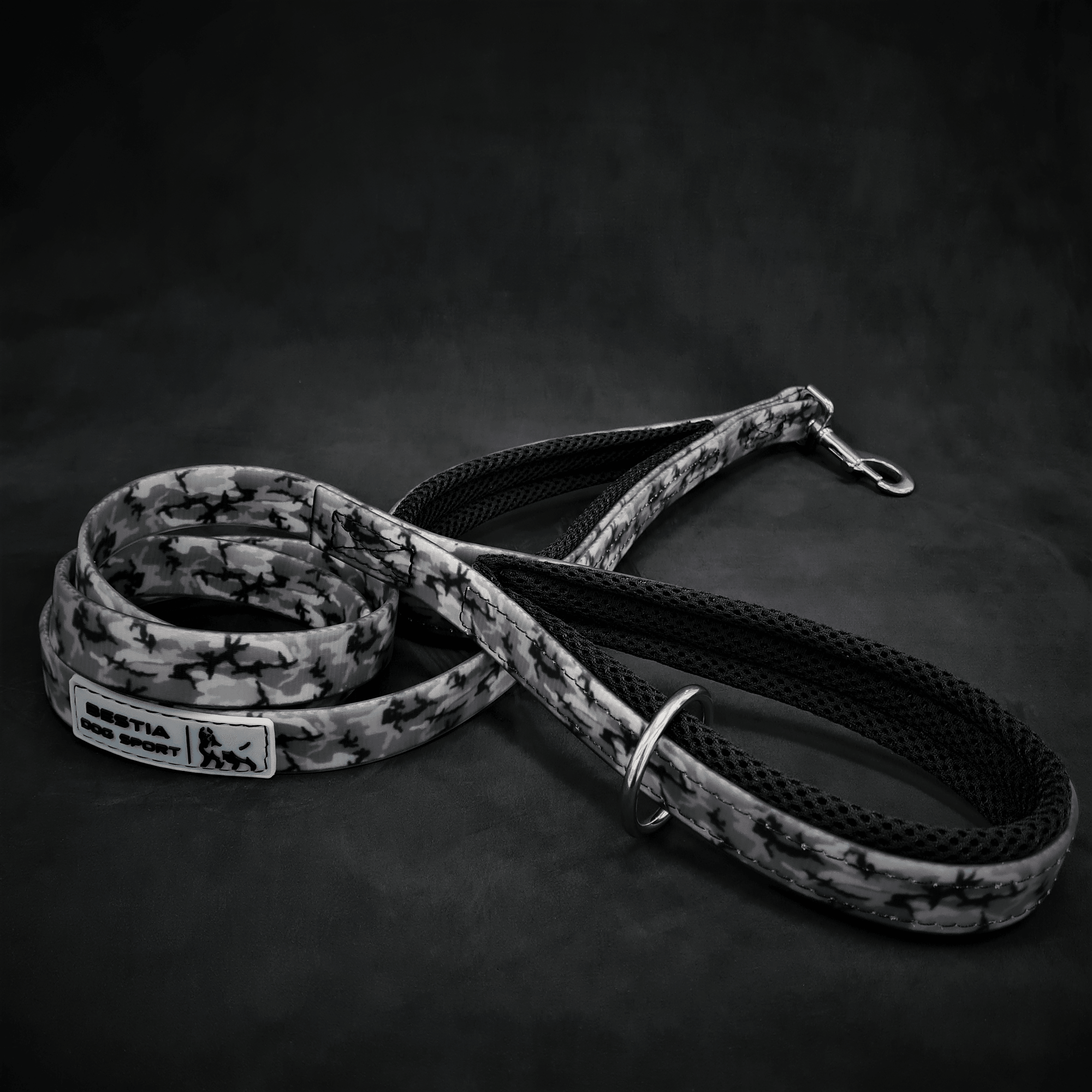 Bestia Dog Sport Dual Handle Grey Camo Dog Leash
