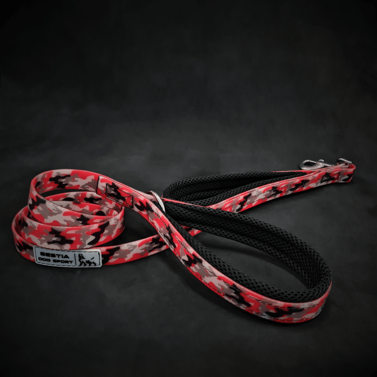Bestia Dog Sport Dual Handle Red Camo Dog Leash