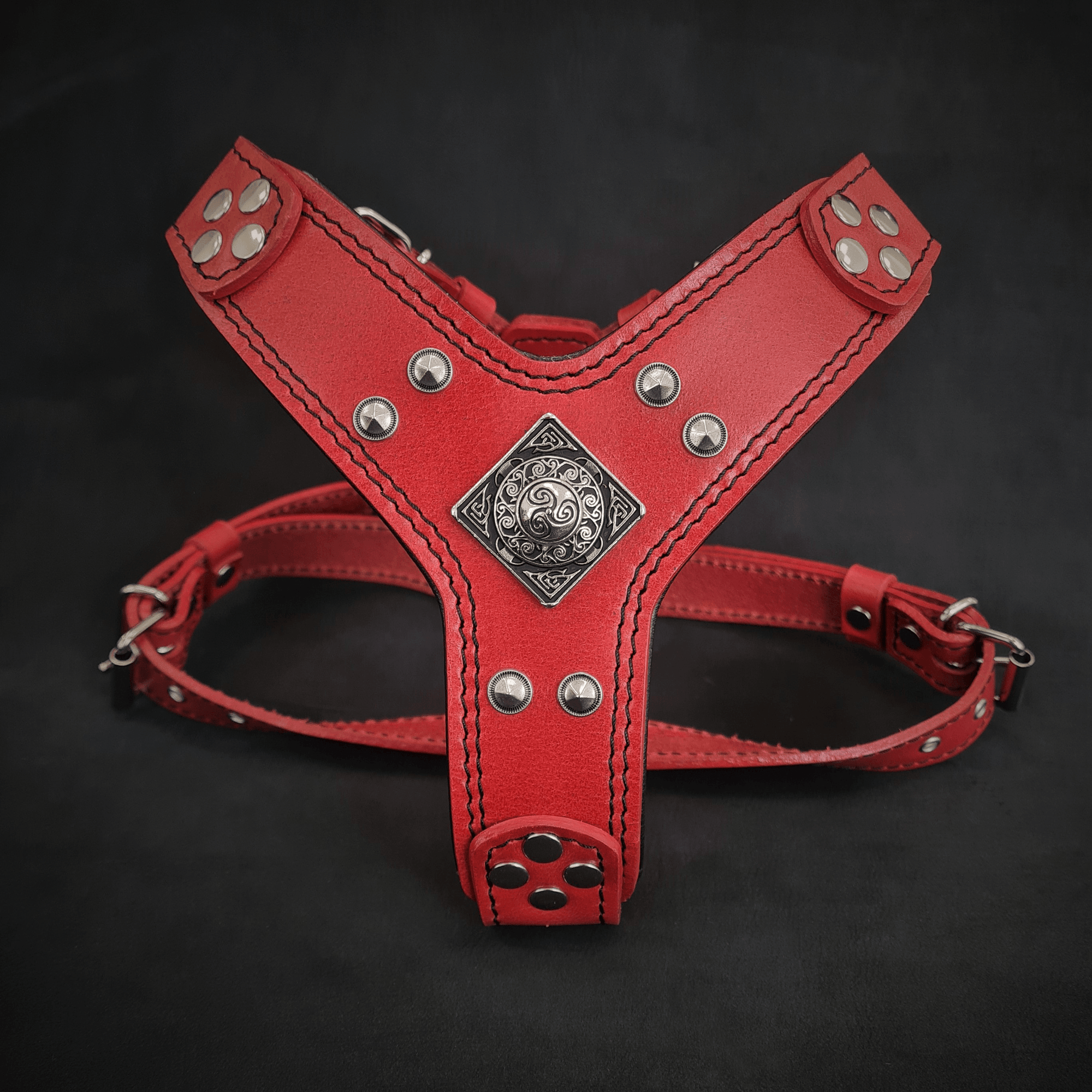 Bestia Eros Red Leather Small to Medium Dog Harness