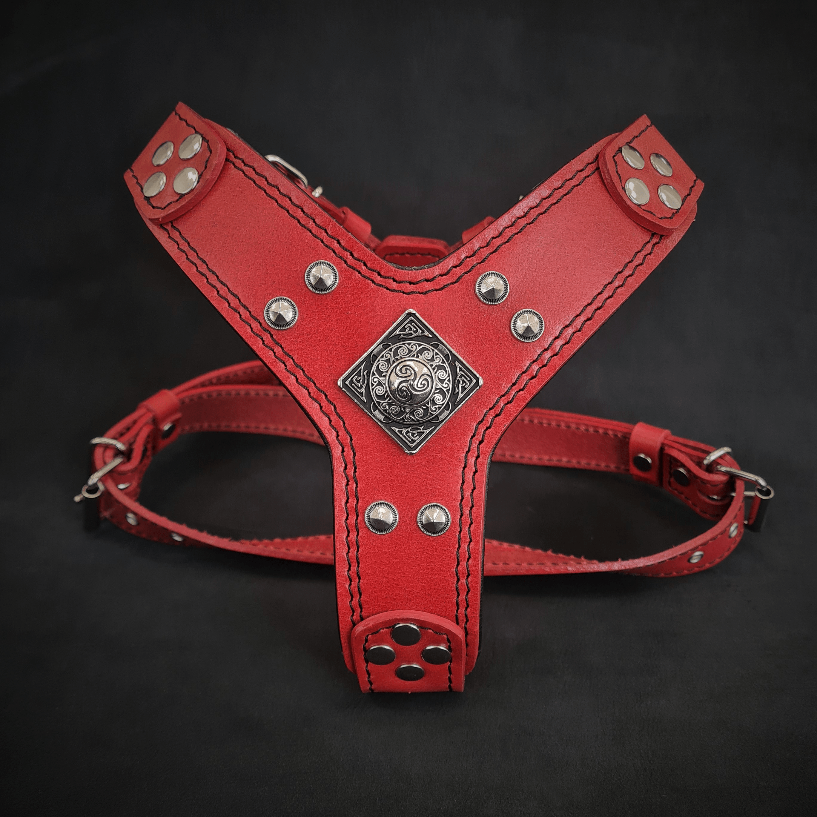 Bestia Dog Gear The Eros harness red Small to Medium Size Genuine Leather Red pet supplies