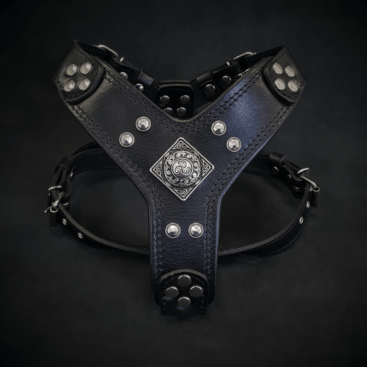 Bestia Eros Black Leather Medium Dog Harness