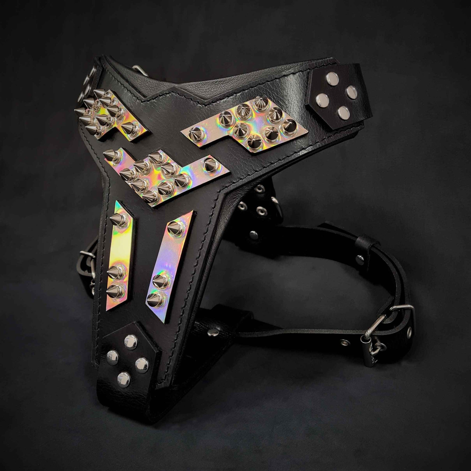 Bestia Midas Leather Silver Dog Harness