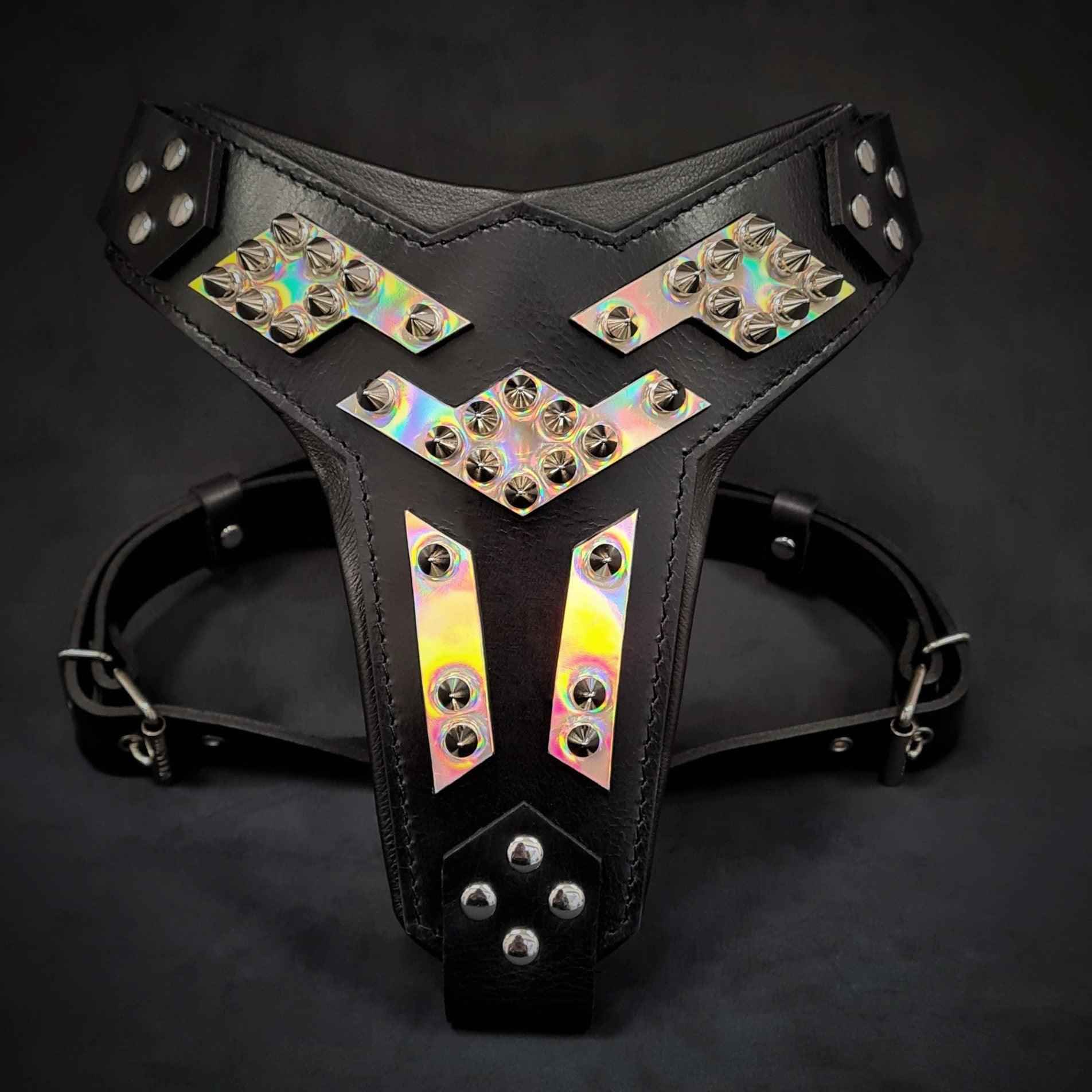 Bestia Midas Leather Silver Dog Harness