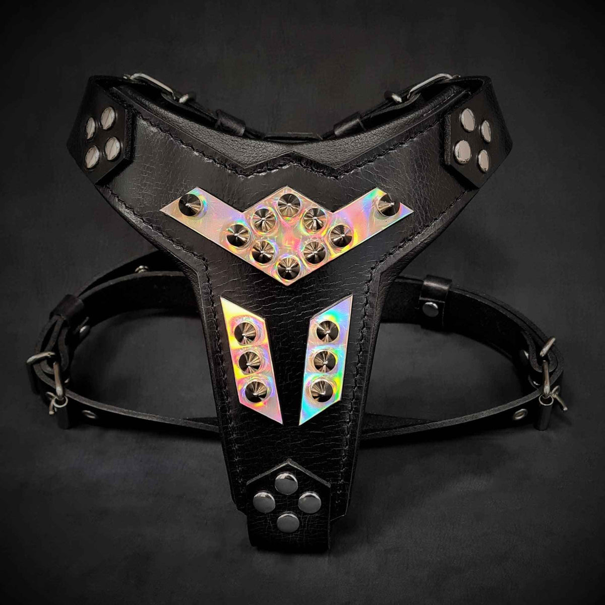 Bestia Midas Leather Silver Medium Dog Harness