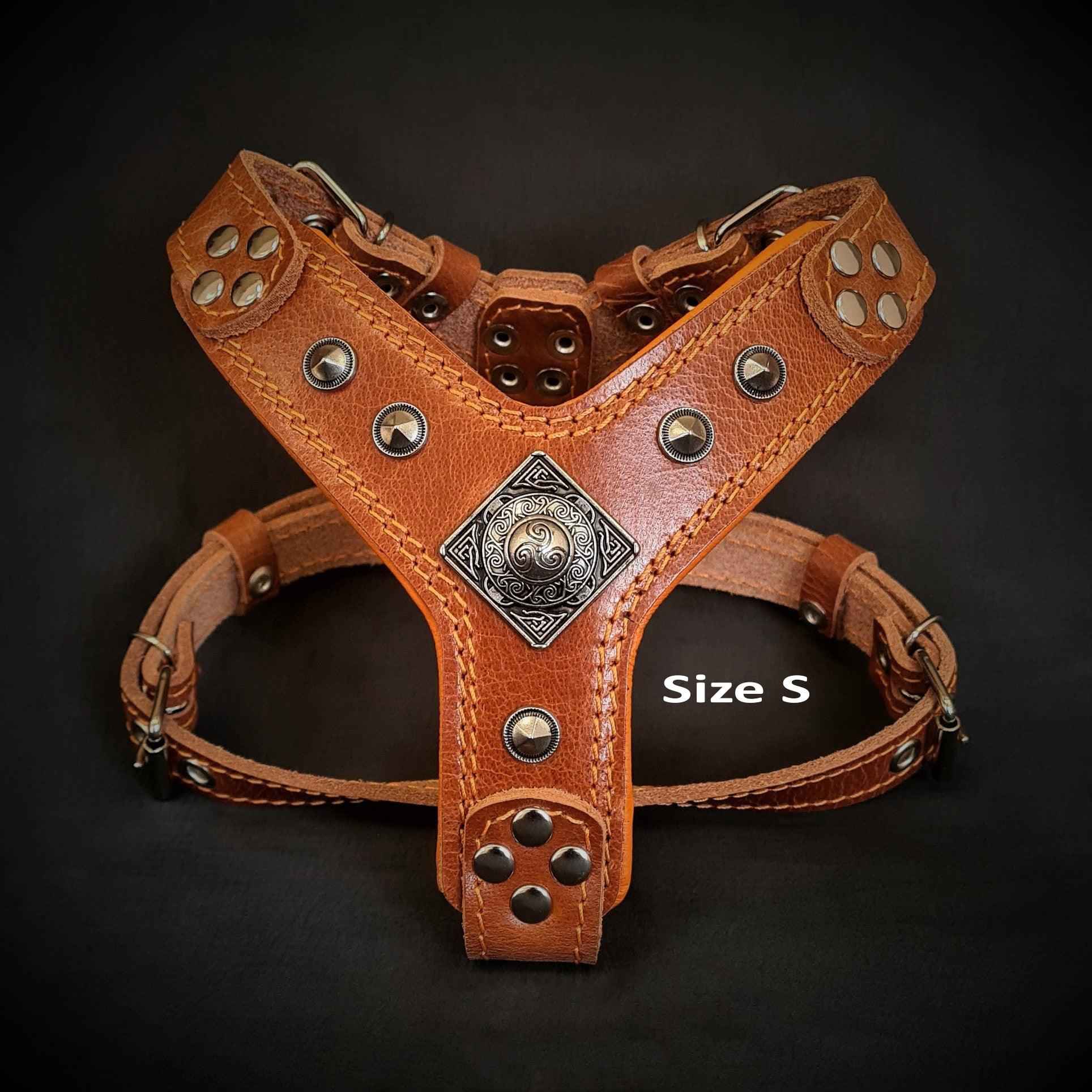 Bestia Eros Brown Leather Small to Medium Dog Harness