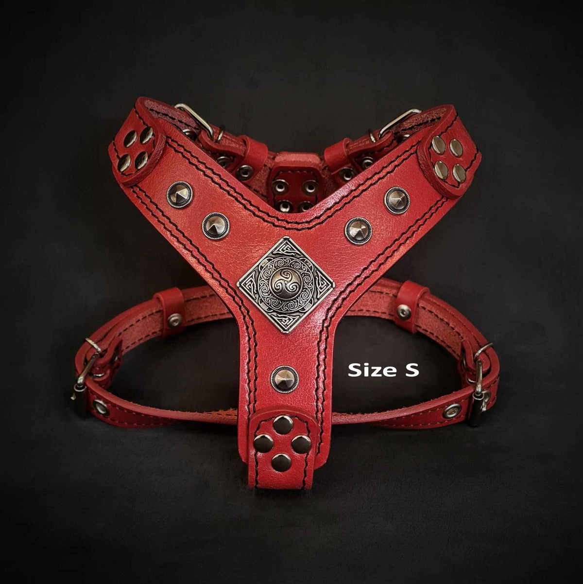 Bestia Eros Red Leather Small to Medium Dog Harness