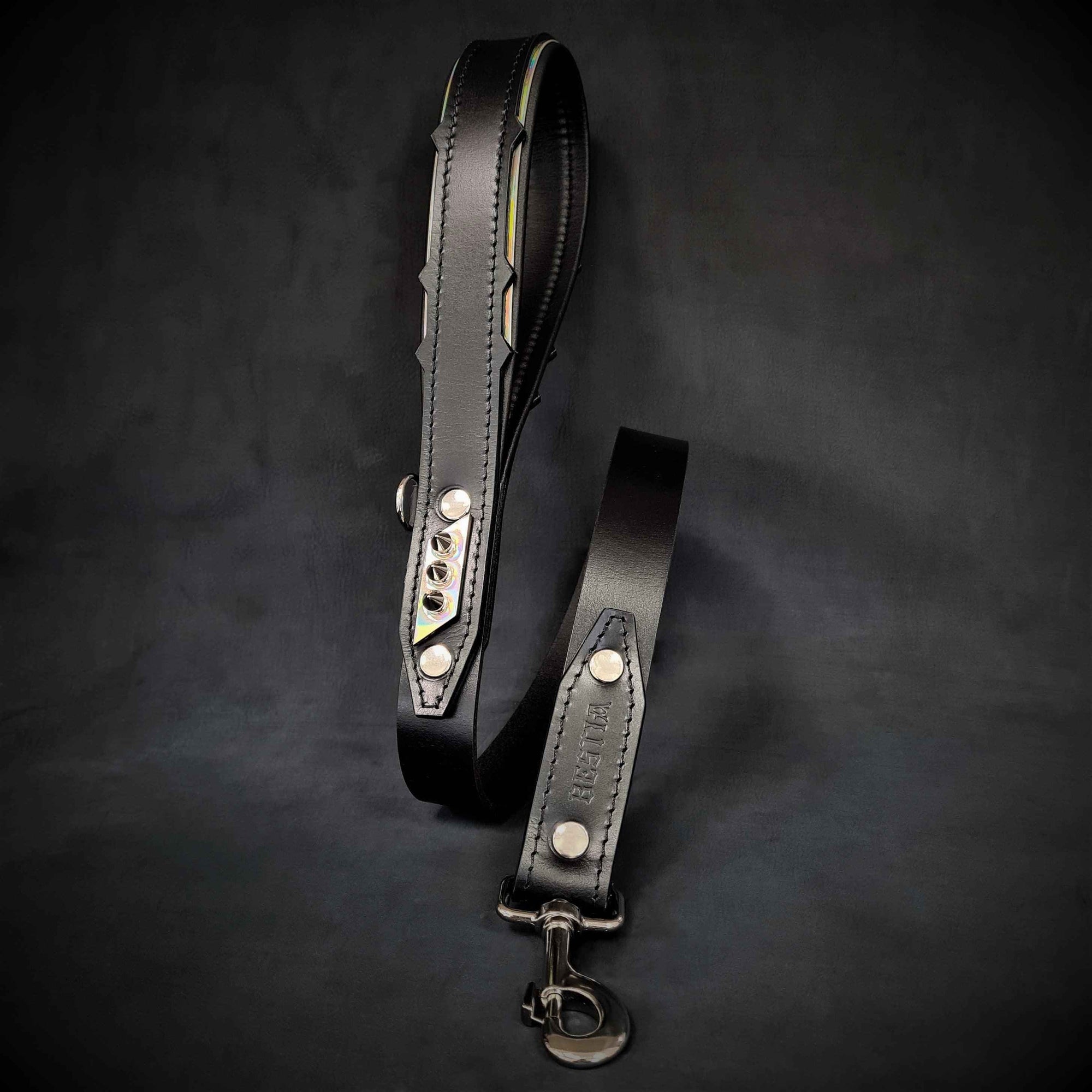 Bestia Midas Silver Leather Dog Leash