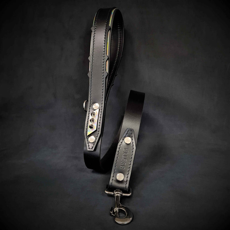 Bestia Midas Silver Leather Dog Leash