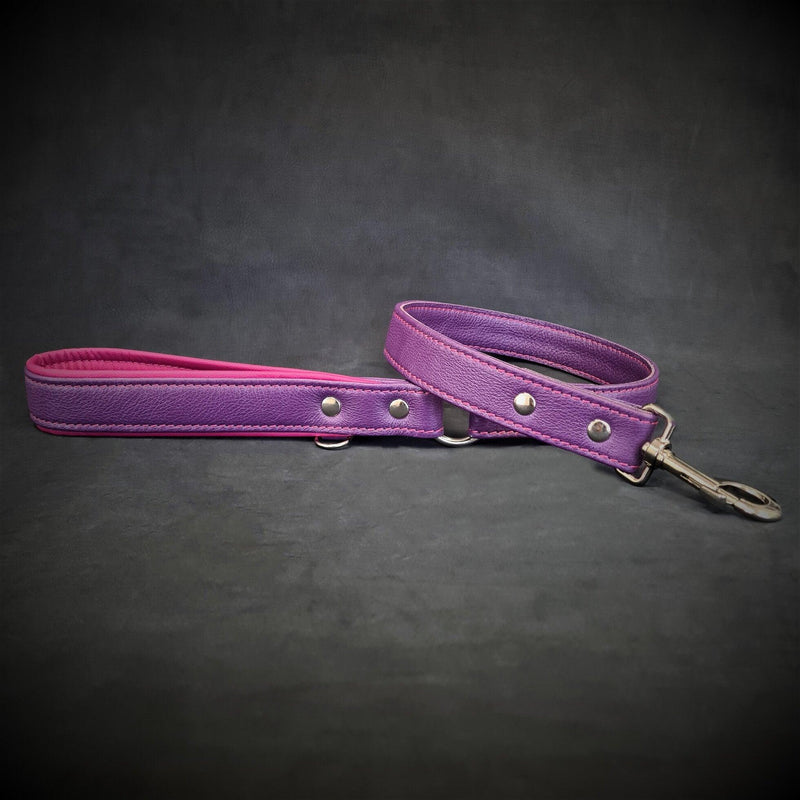 Bestia Dog Gear Genuine Leather Dog Collar - Purple 