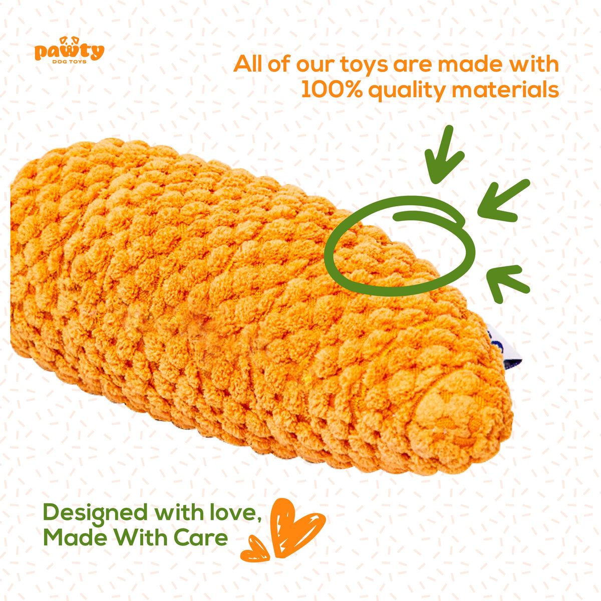 Pawty Carrot Plush Squeaky Dog Toy