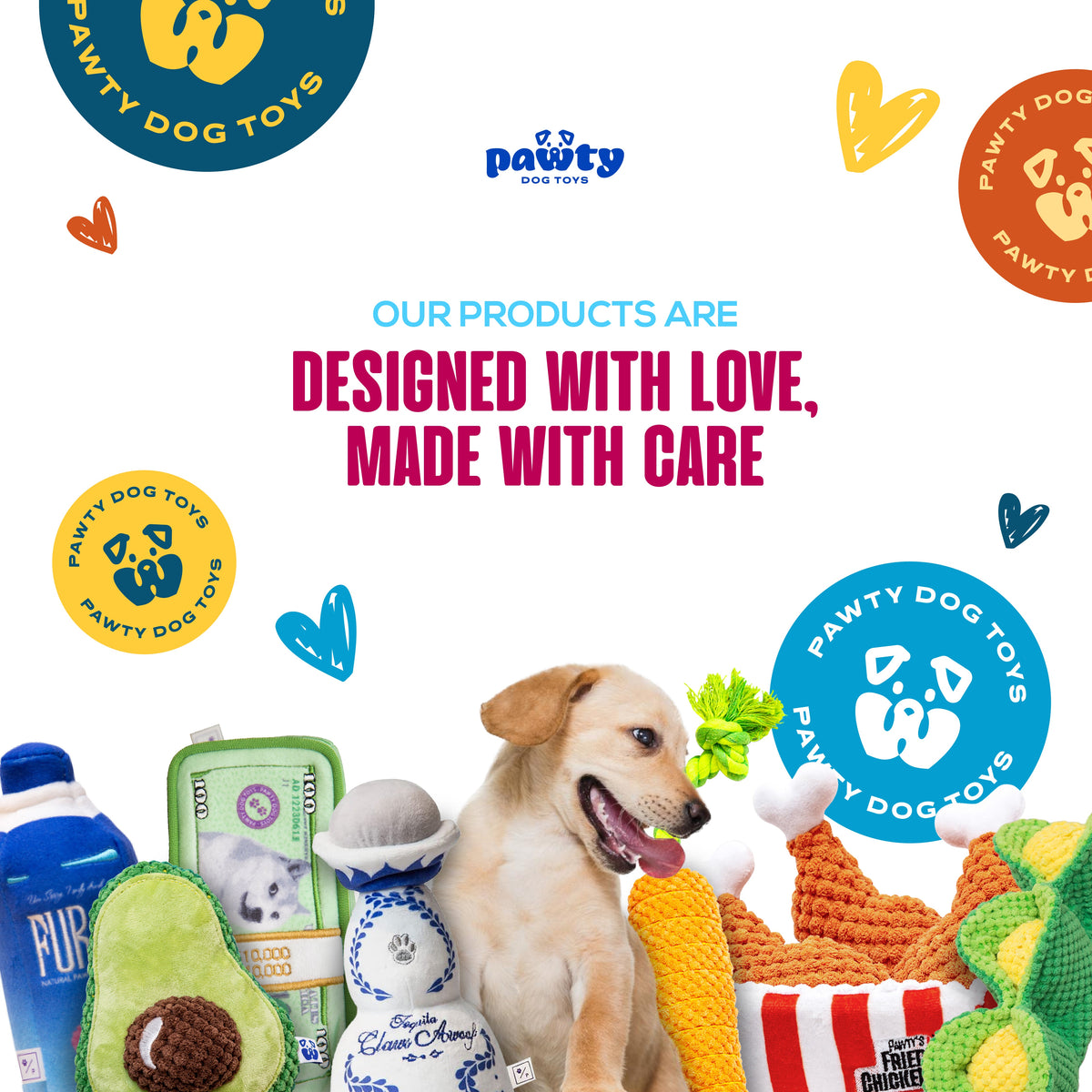 Pawty Bone Plush Squeaky Dog Toy