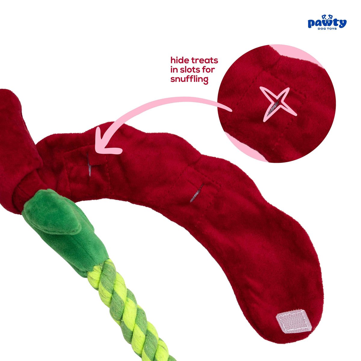 Pawty Rose Tug and Treat Snuffle Dog Toy