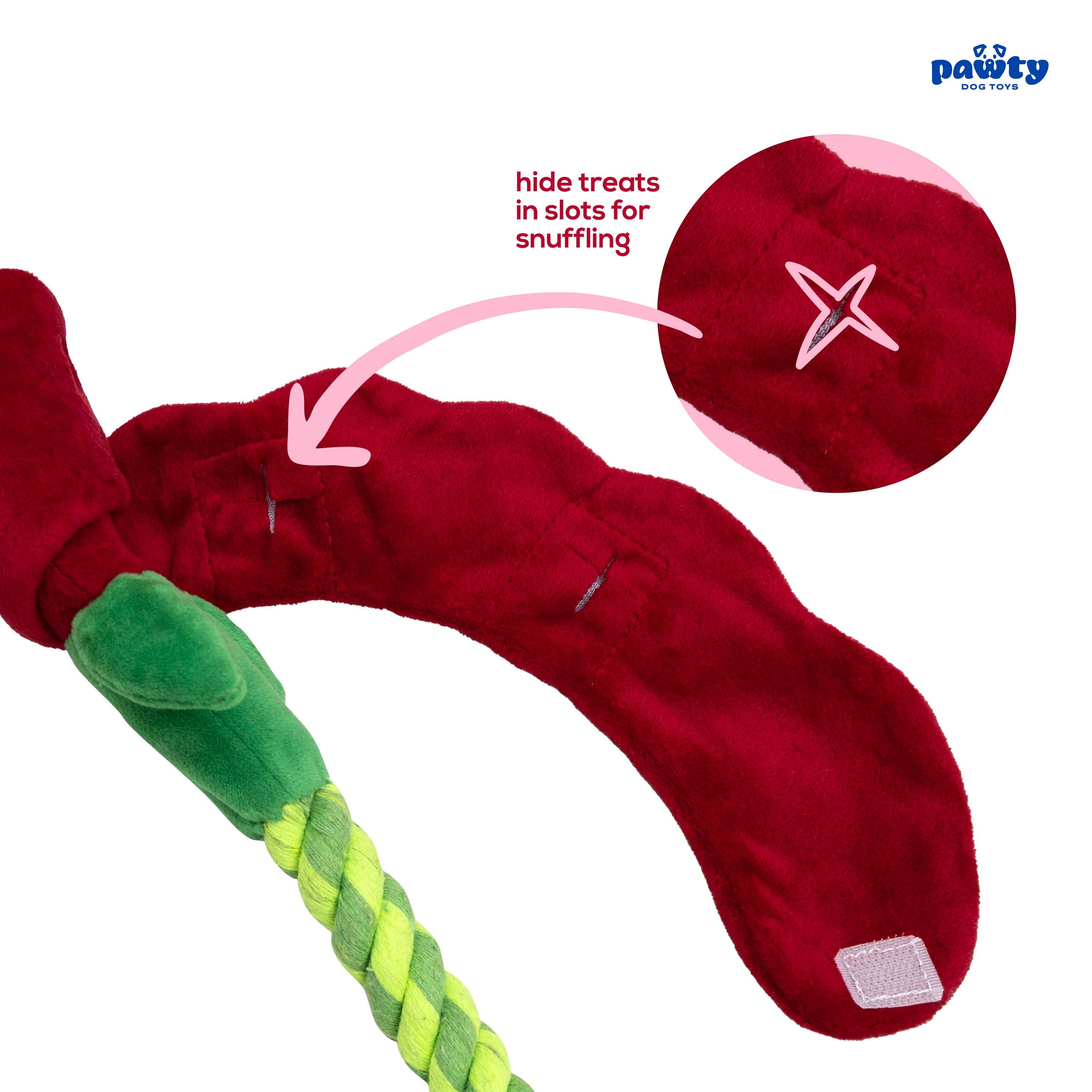 Pawty Rose Tug and Treat Snuffle Dog Toy