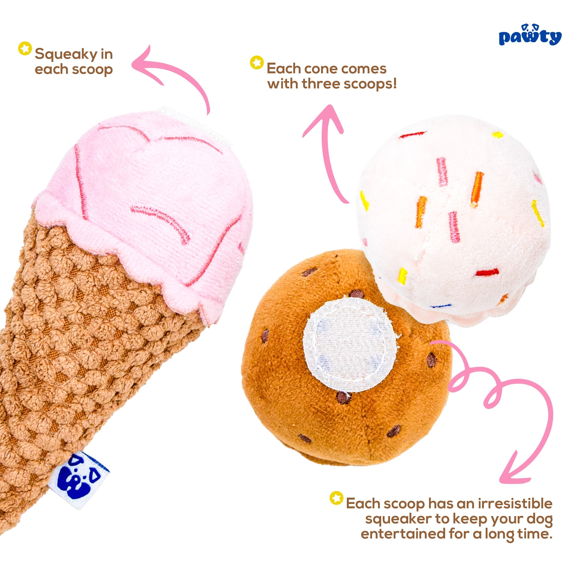 Pet Toy: ICE CREAM PLUSH DOG TOY