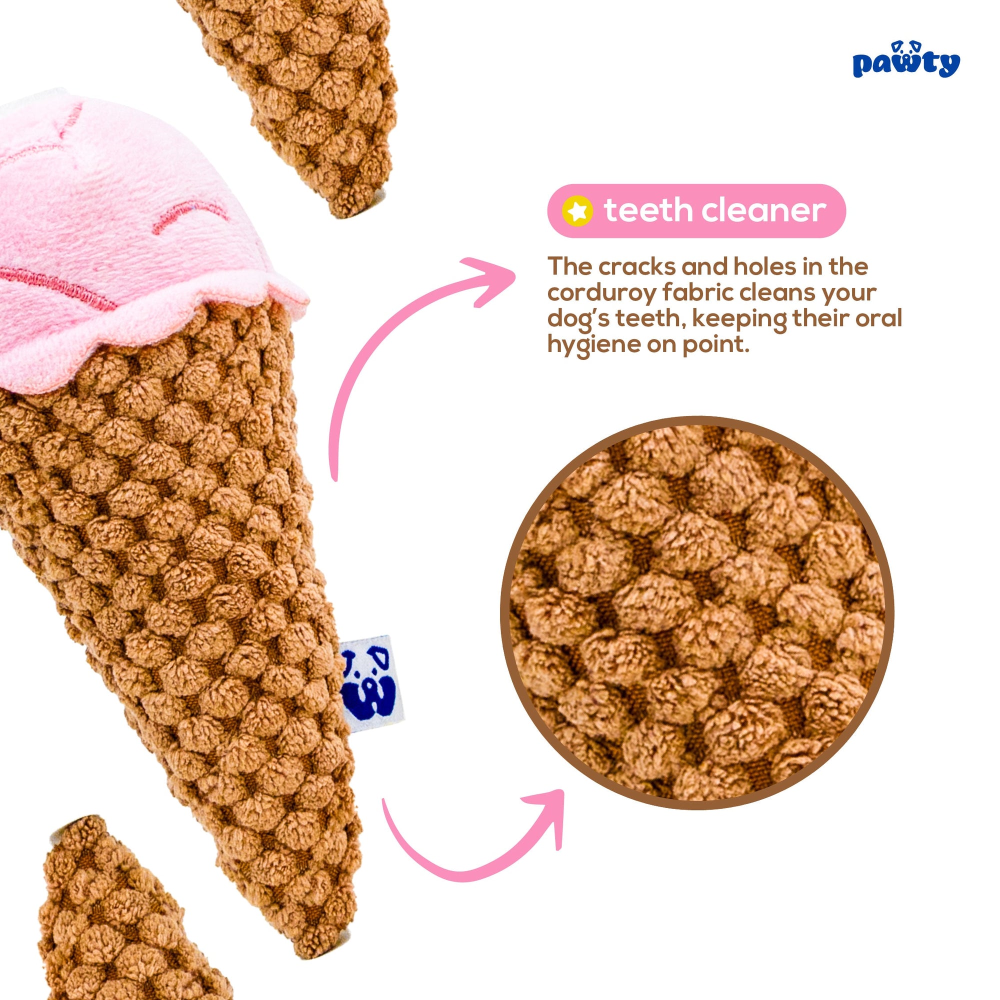 Pawty Double Scoop Ice Cream Squeaky Dog Toy