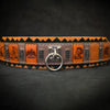 Bestia Dog Gear leather; metal Dog Collar - orange