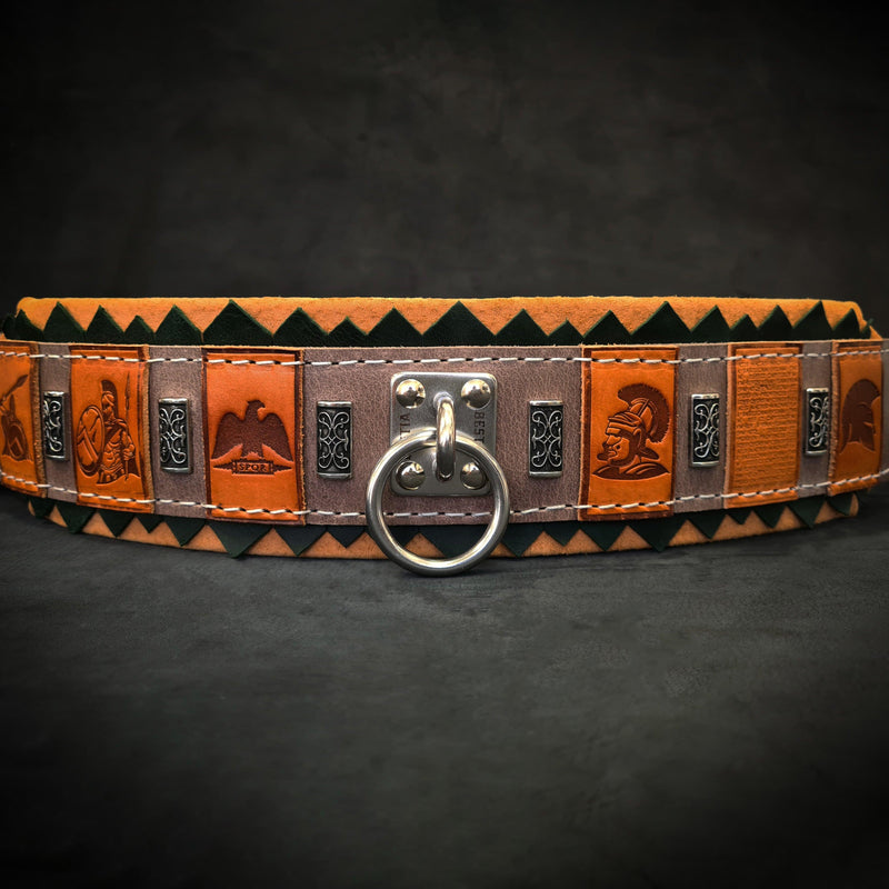 Bestia Dog Gear The SPQR Dog Collar leather; metal orange pet supplies