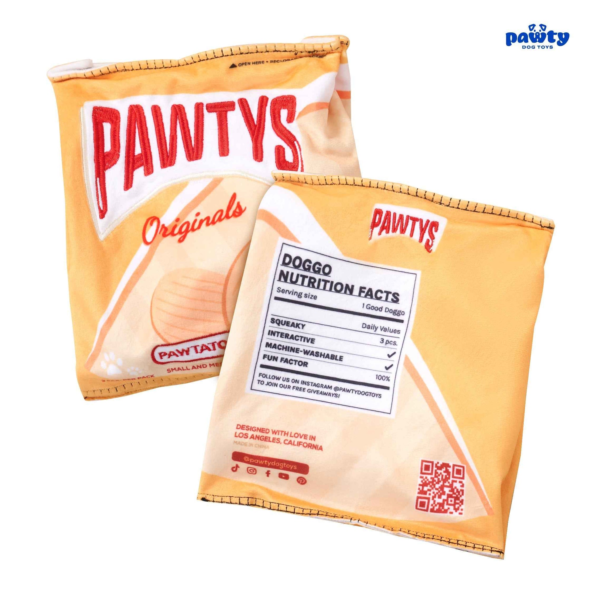 Pawty Pawtato Chips Plush Squeaky Dog Toy