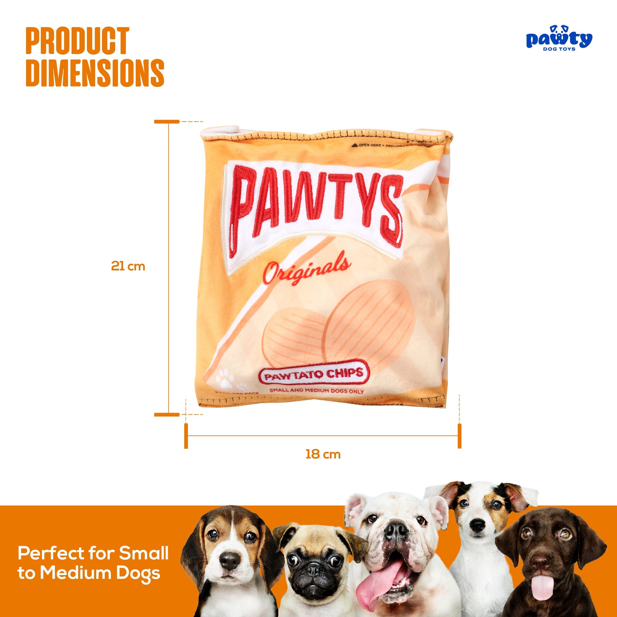 Pawty Pawtato Chips Plush Squeaky Dog Toy