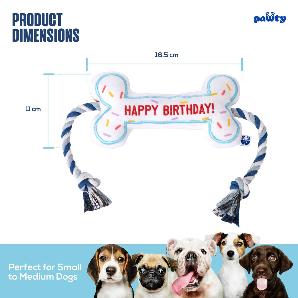 Pawty Birthday Bone Plush Dog Toy