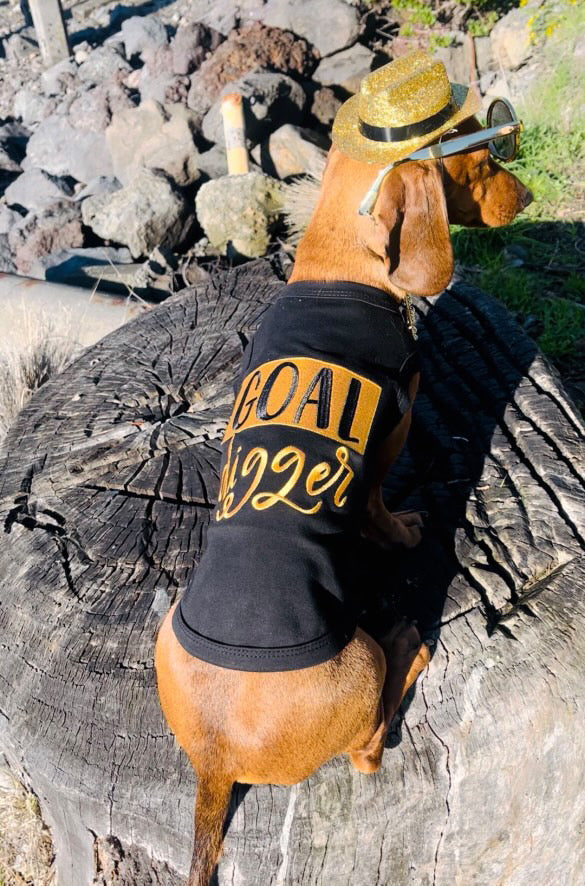 Parisian Pet Goal Digger Motivational Dog Shirt  Trendy Black Embroidered Pet Apparel for Dogs & Cats