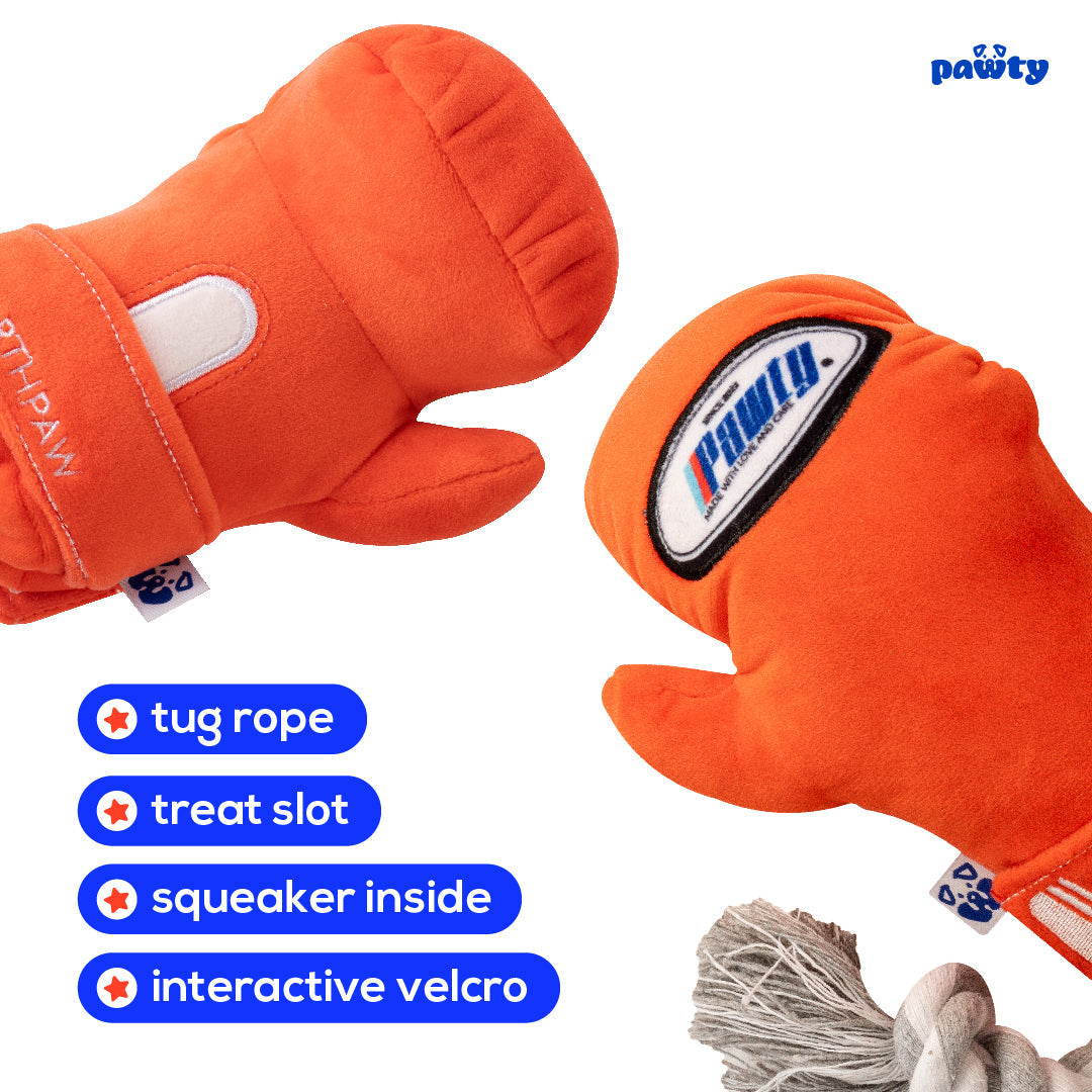 Pawty Boxing Glove Snuffle Tug and Squeaky Dog Toy