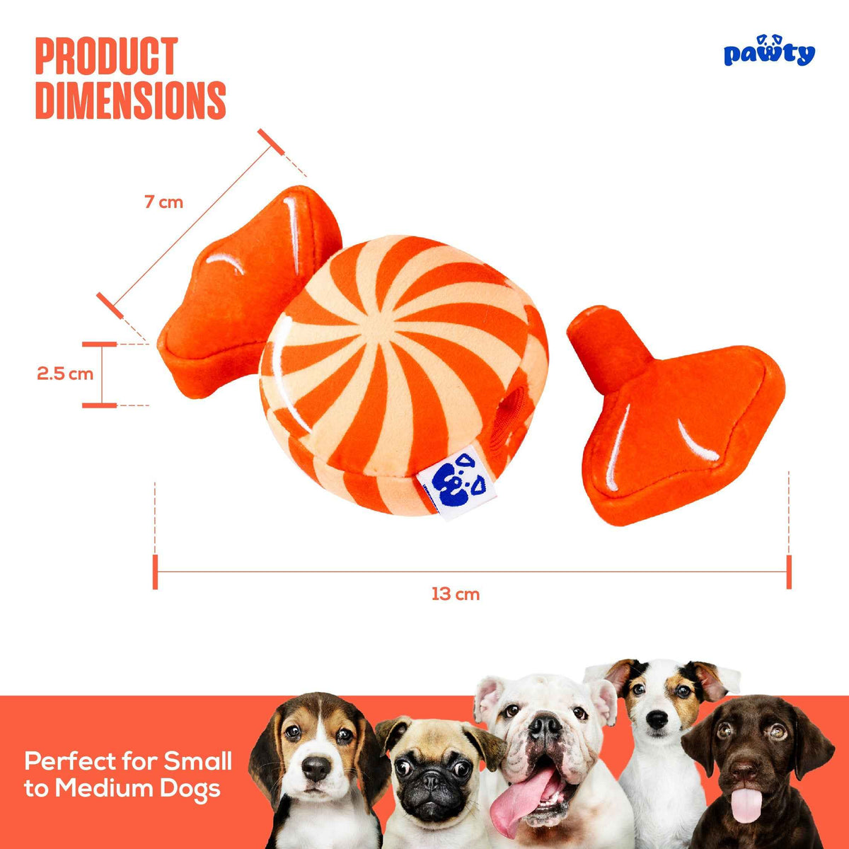 Pawty Candy Plush Squeaky Dog Toy