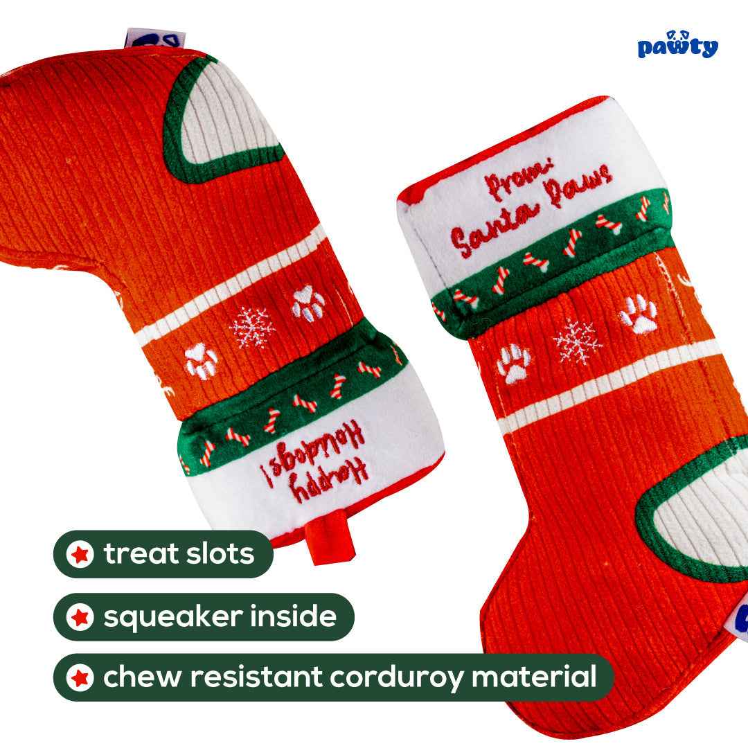 Pawty Christmas Stocking Plush Squeaky Dog Toy