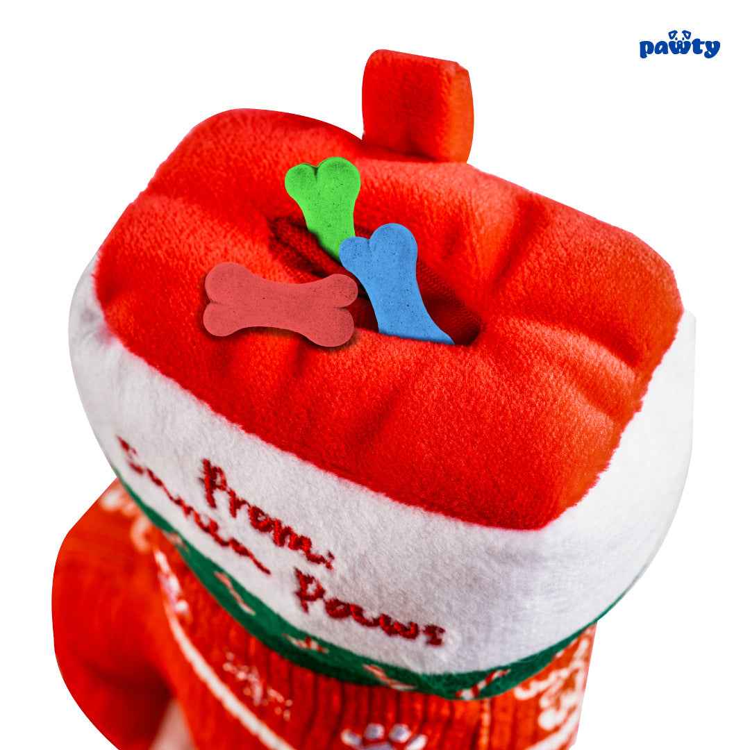 Pawty Christmas Stocking Plush Squeaky Dog Toy