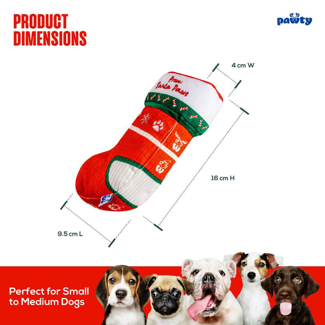 Pawty Christmas Stocking Plush Squeaky Dog Toy