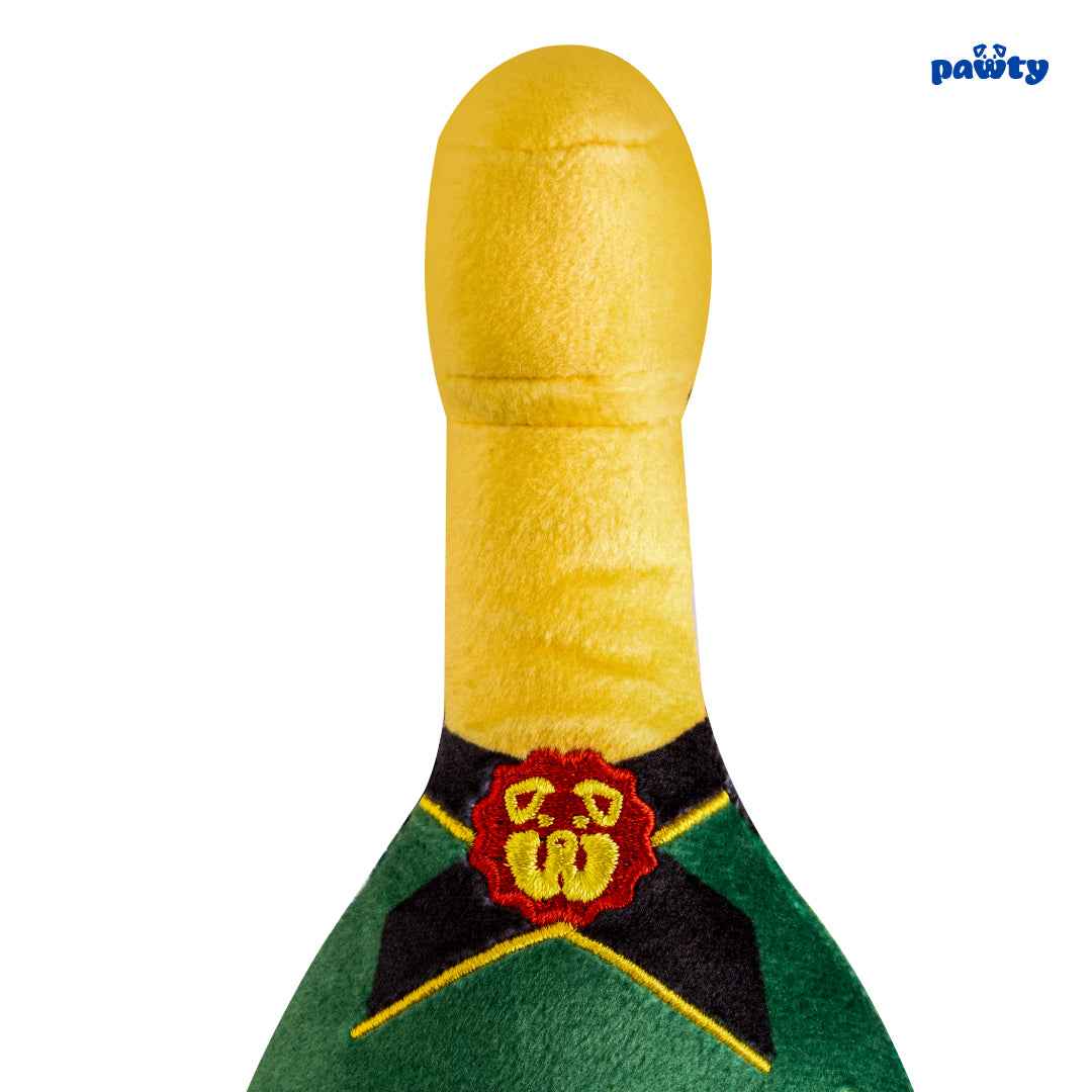 Pawty Champagne Bottle Plush Squeaky Dog Toy
