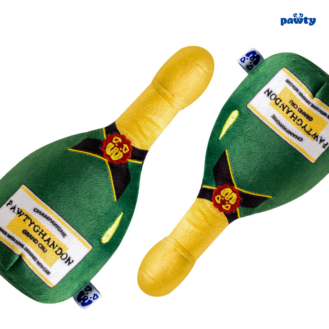 Pawty Champagne Bottle Plush Squeaky Dog Toy