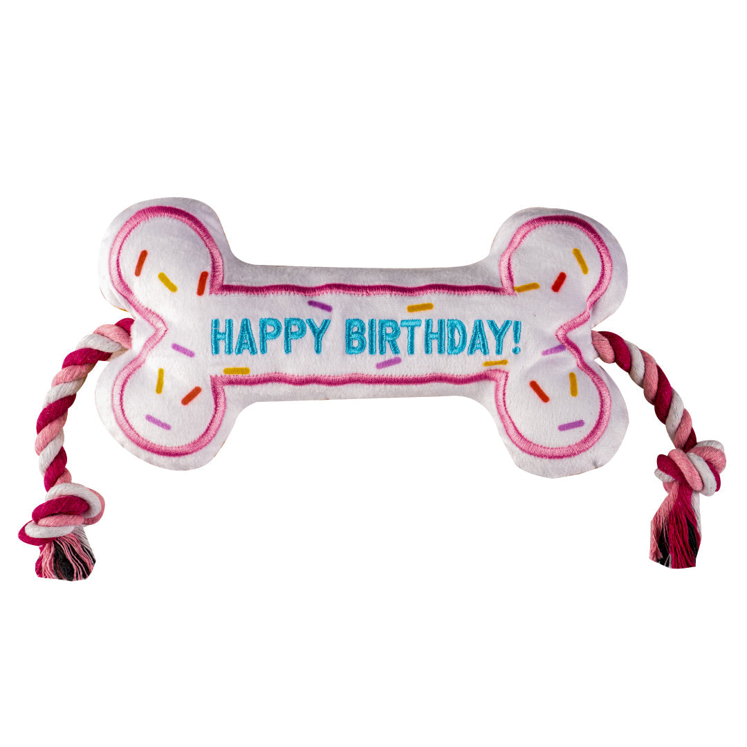 Pawty Birthday Bone Plush Dog Toy