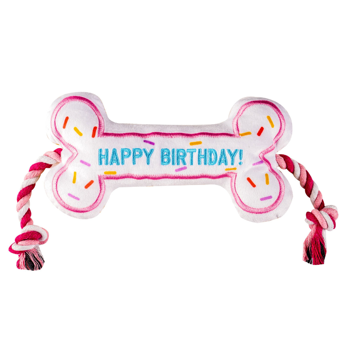 Pawty Pink Birthday Bone Interactive Dog Toy