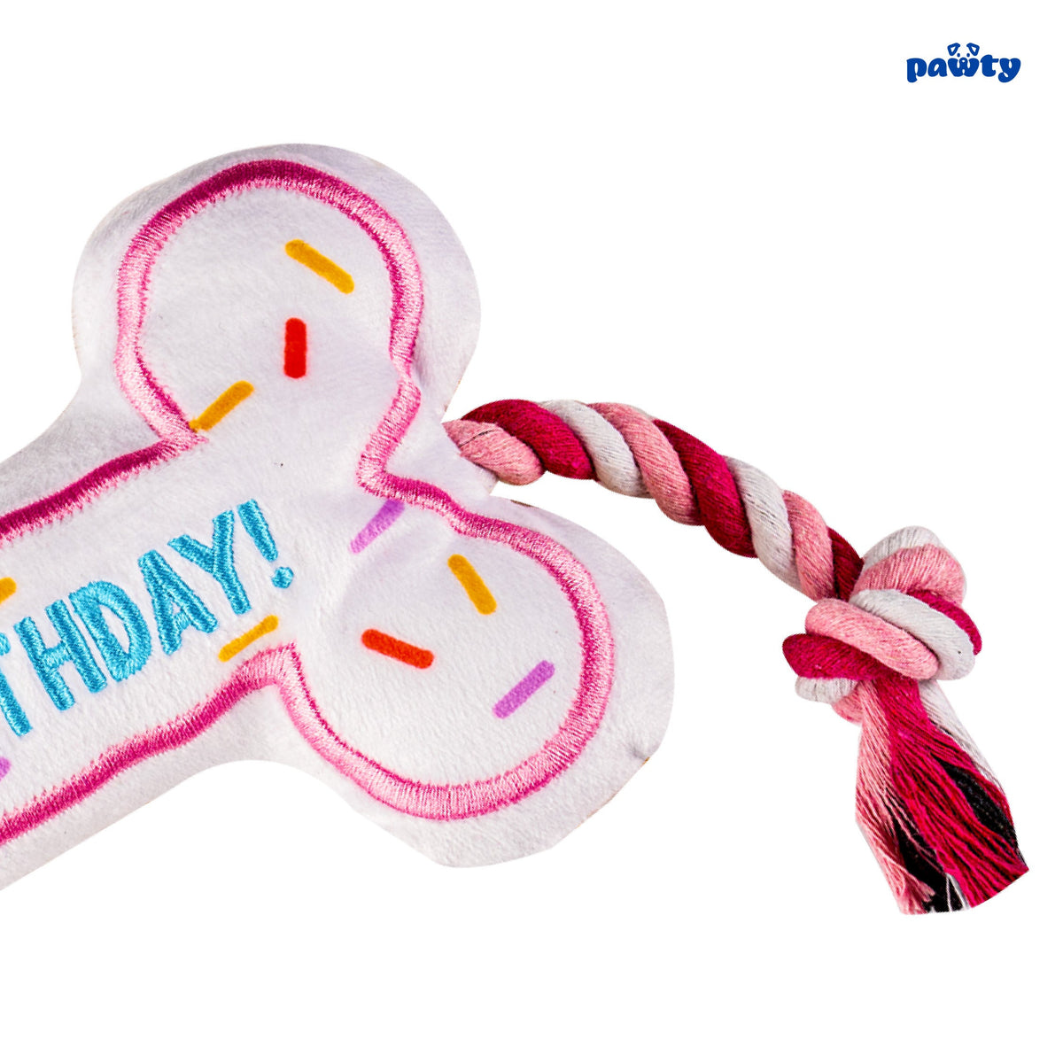 Pawty Pink Birthday Bone Interactive Dog Toy