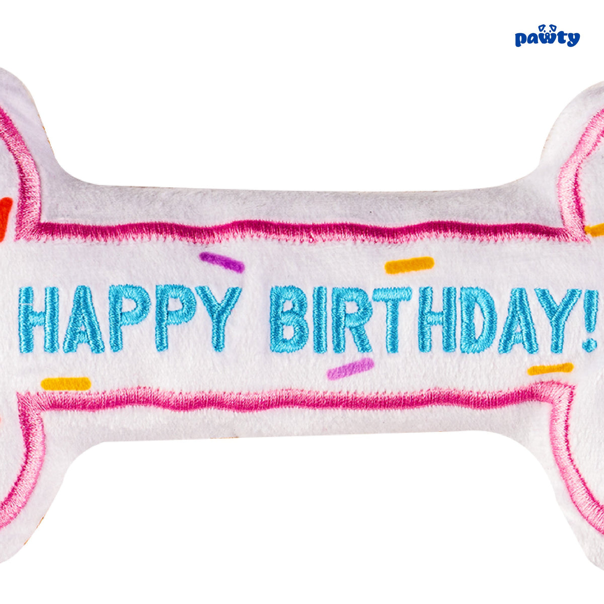 Pawty Pink Birthday Bone Interactive Dog Toy