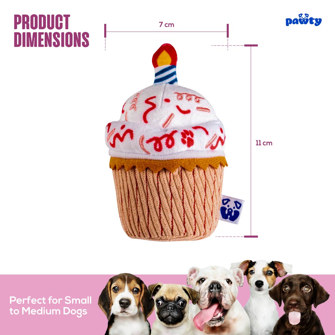 Pawty Cupcake Plush Squeaky Dog Toy