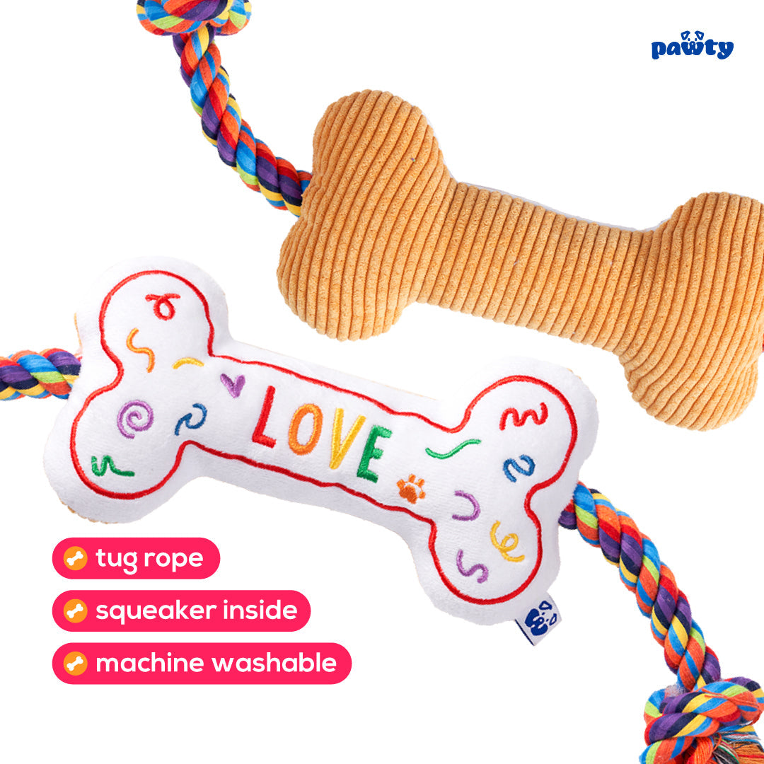 Pawty Love Bone Rainbow Plush Dog Toy