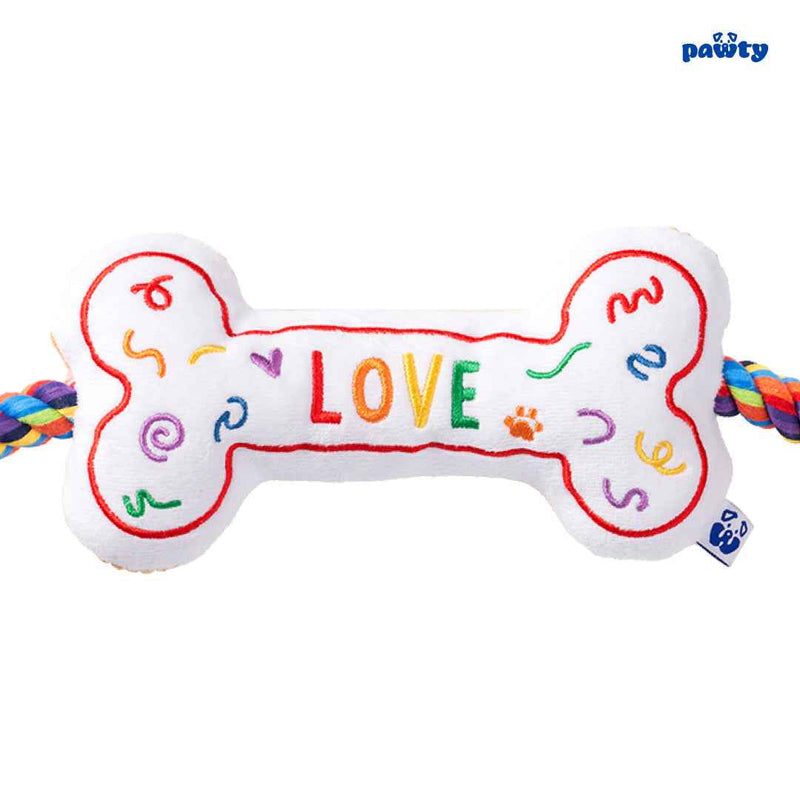 Pawty Love Bone Rainbow Plush Dog Toy