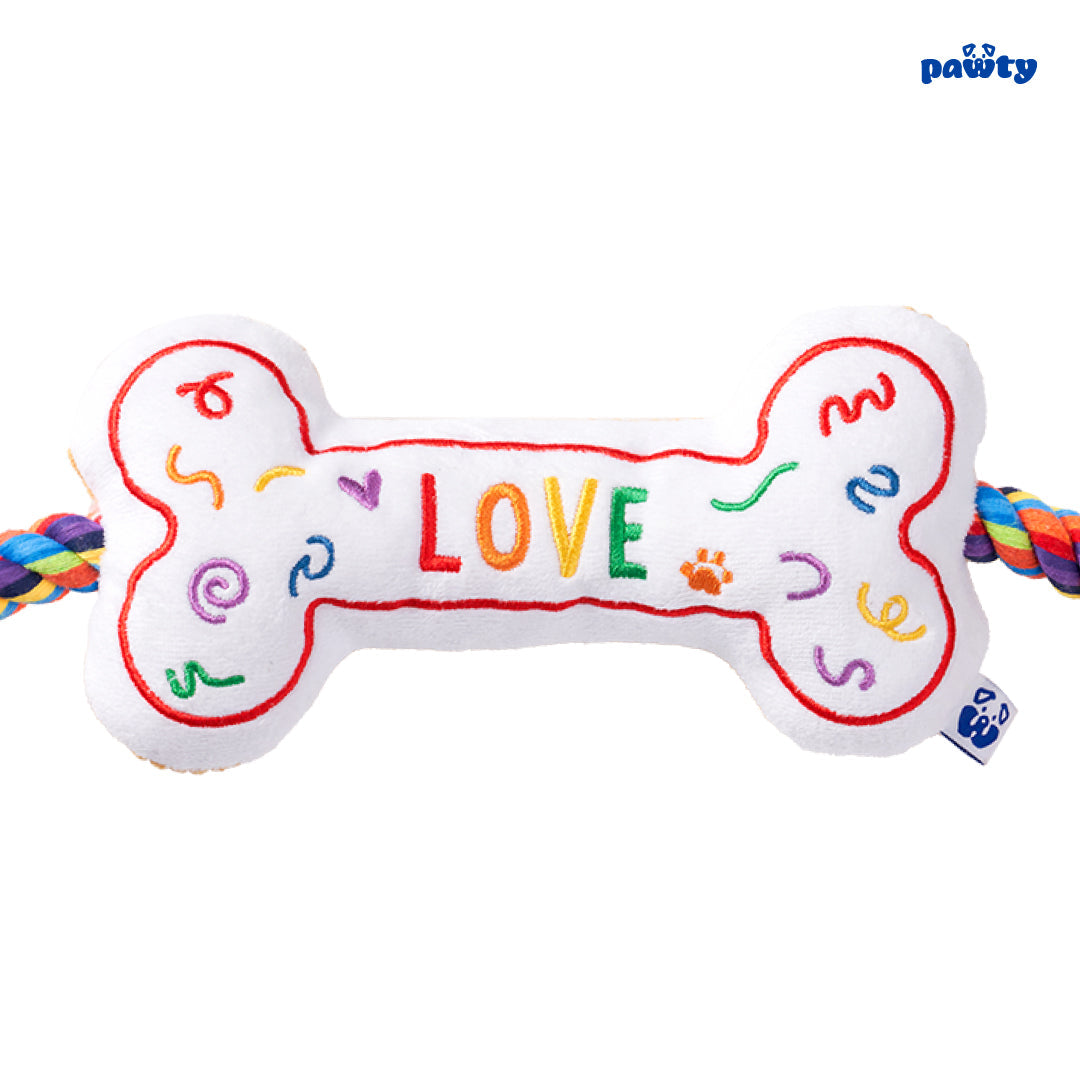 Pawty Love Bone Rainbow Plush Dog Toy