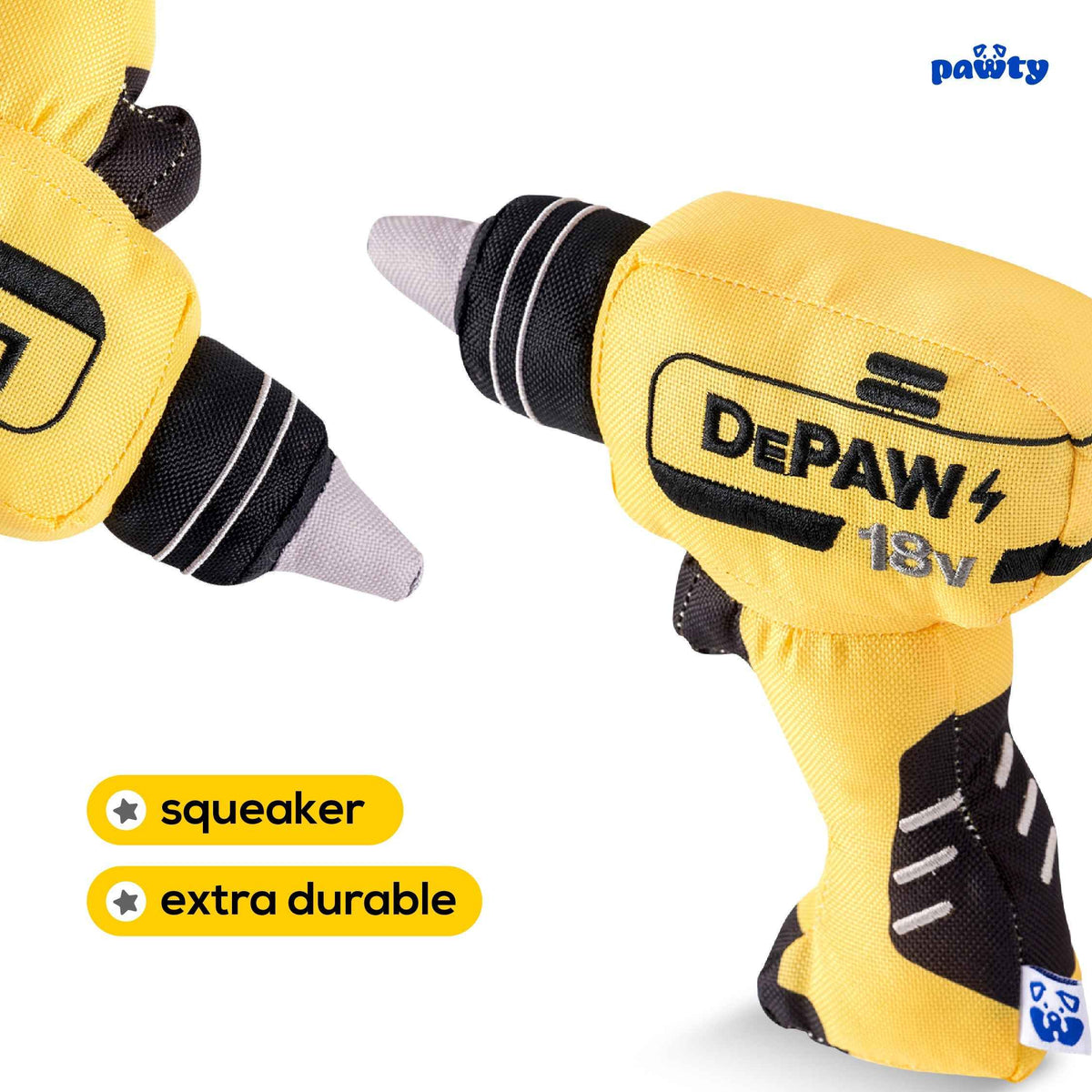 Pawty DePAW Paw-er Drill Plush Dog Toy