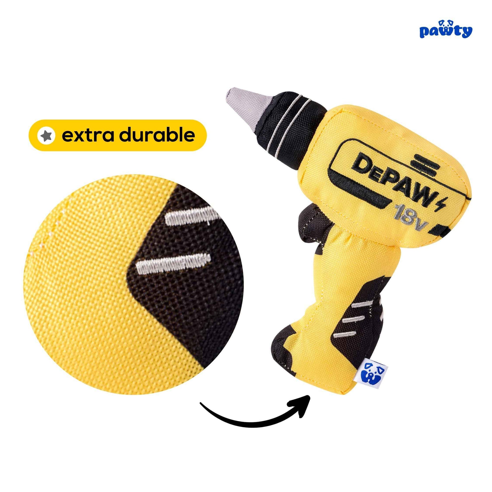Pawty DePAW Paw-er Drill Plush Dog Toy