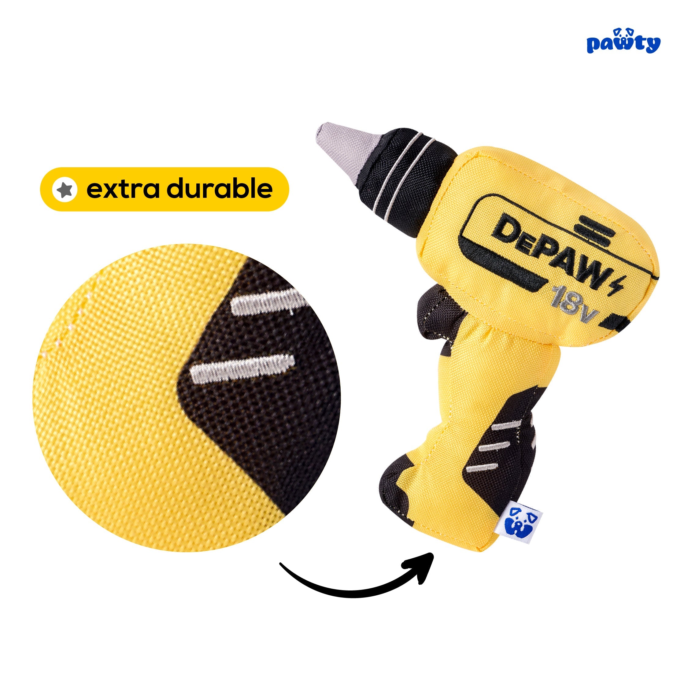 Pawty DePAW Paw-er Drill Plush Dog Toy