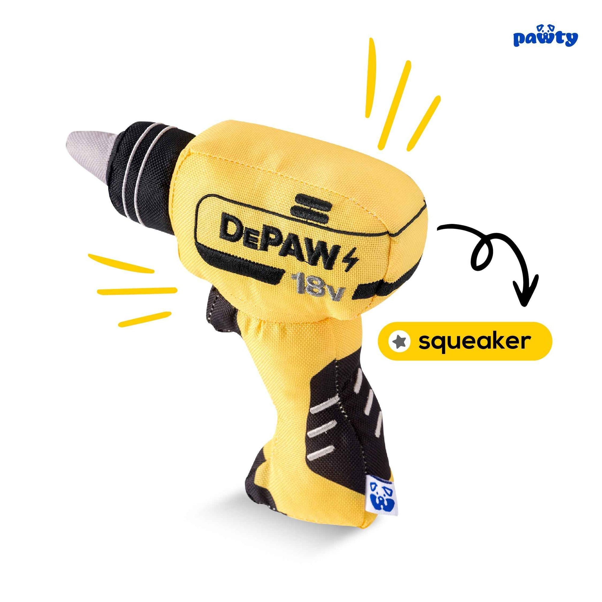 Pawty DePAW Paw-er Drill Plush Dog Toy