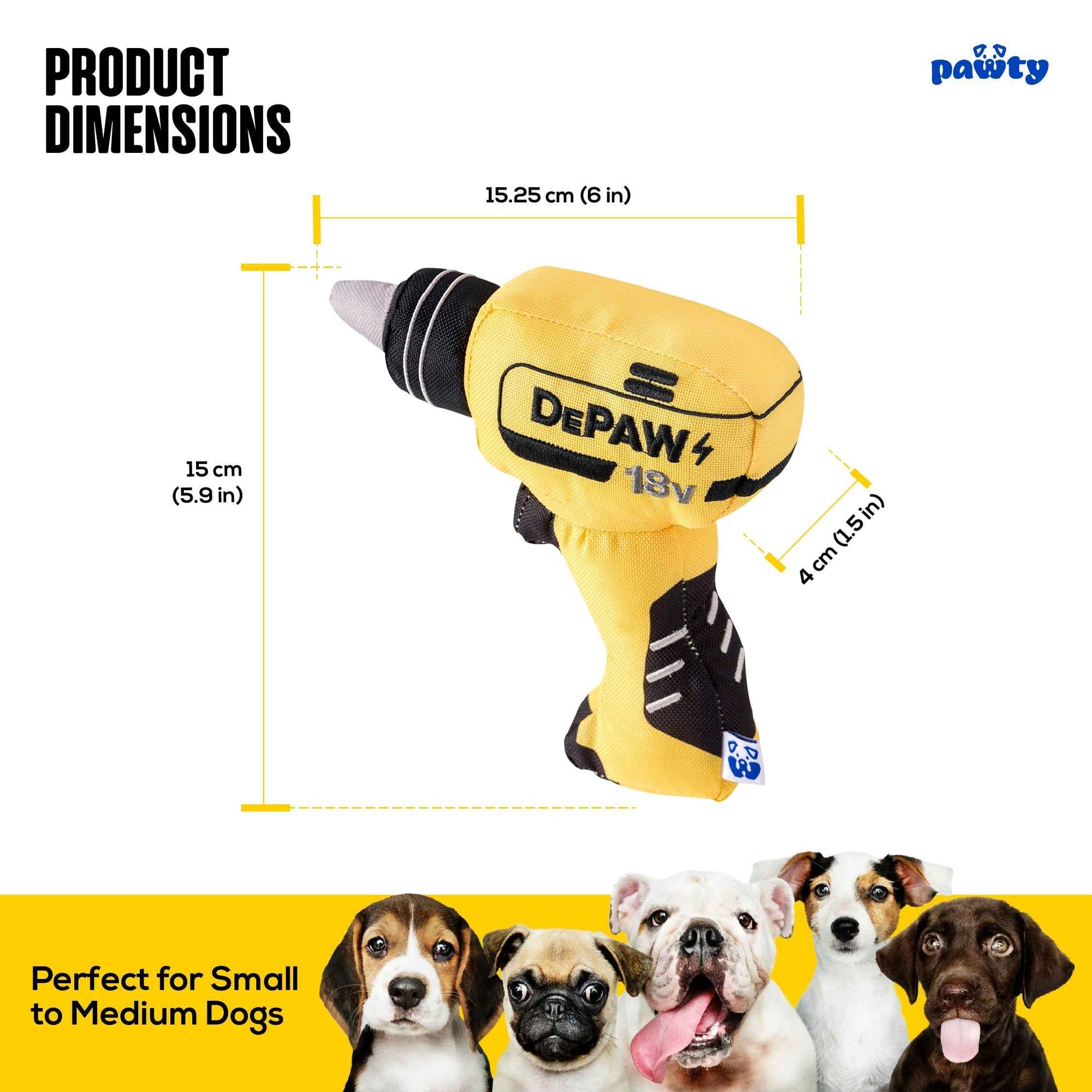 Pawty DePAW Paw-er Drill Plush Dog Toy