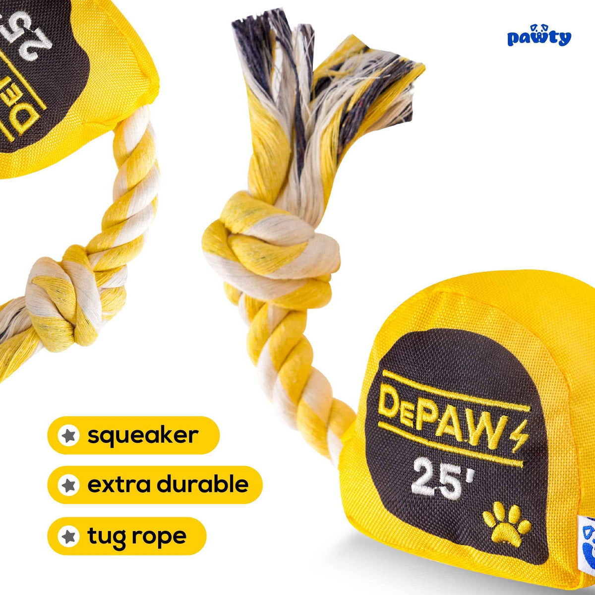 Pawty Tape Measure Plush Dog Toy