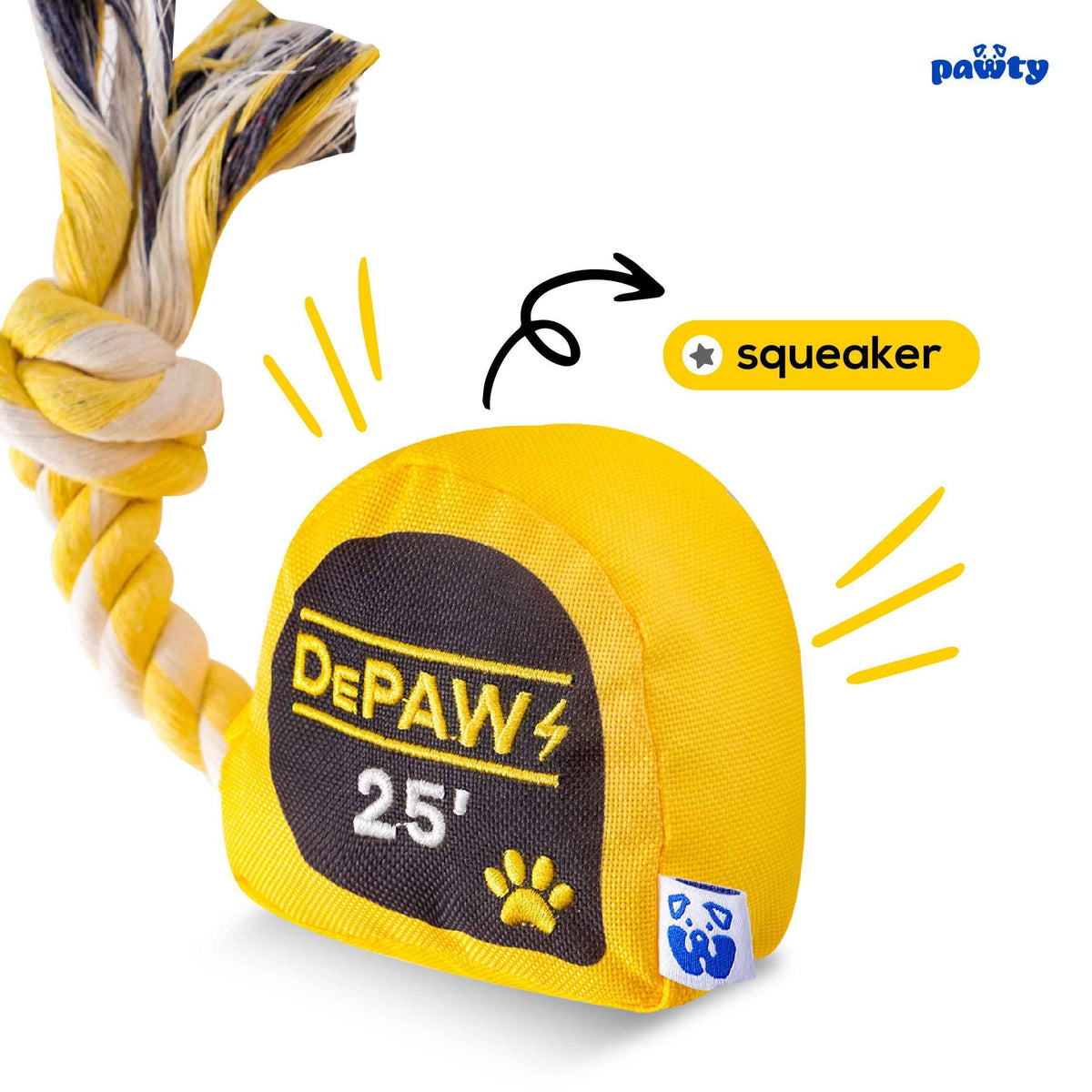 Pawty Tape Measure Plush Dog Toy
