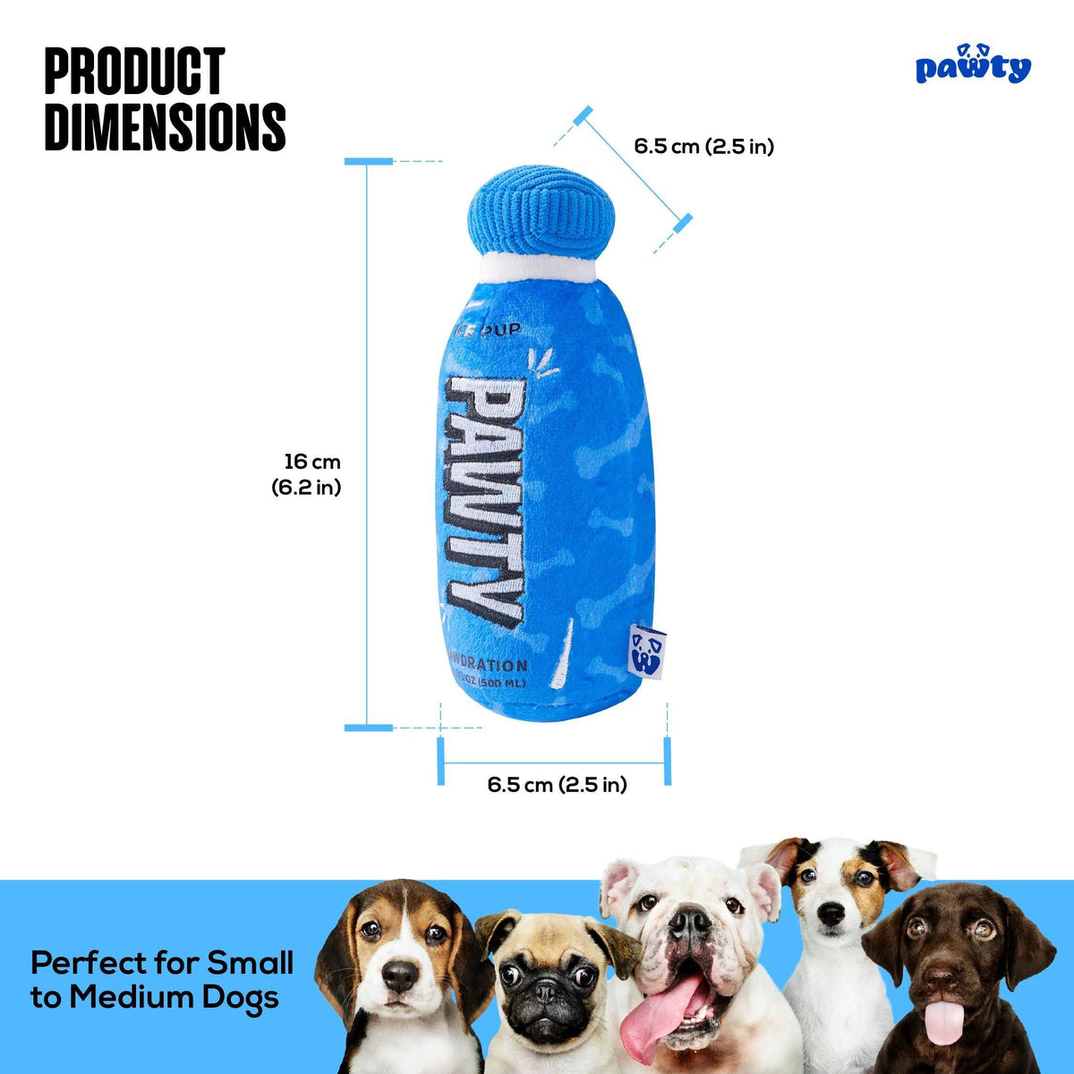 Pawty Hydration Bottle Plush Dog Toy
